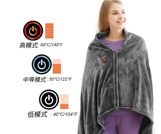 Winter Plush Flannel Heated Zip Up Blanket : Cold Protection - Body Warmer Usb (Heated Warm Shawl) - My Store