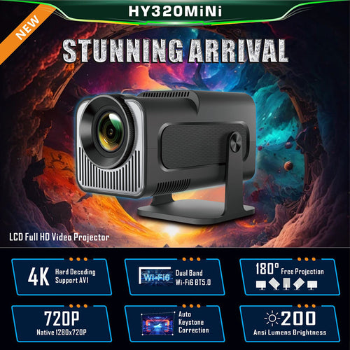 4K 1080P ULTRA HD - Mini Projector - USB, HDMI & AV - My Store