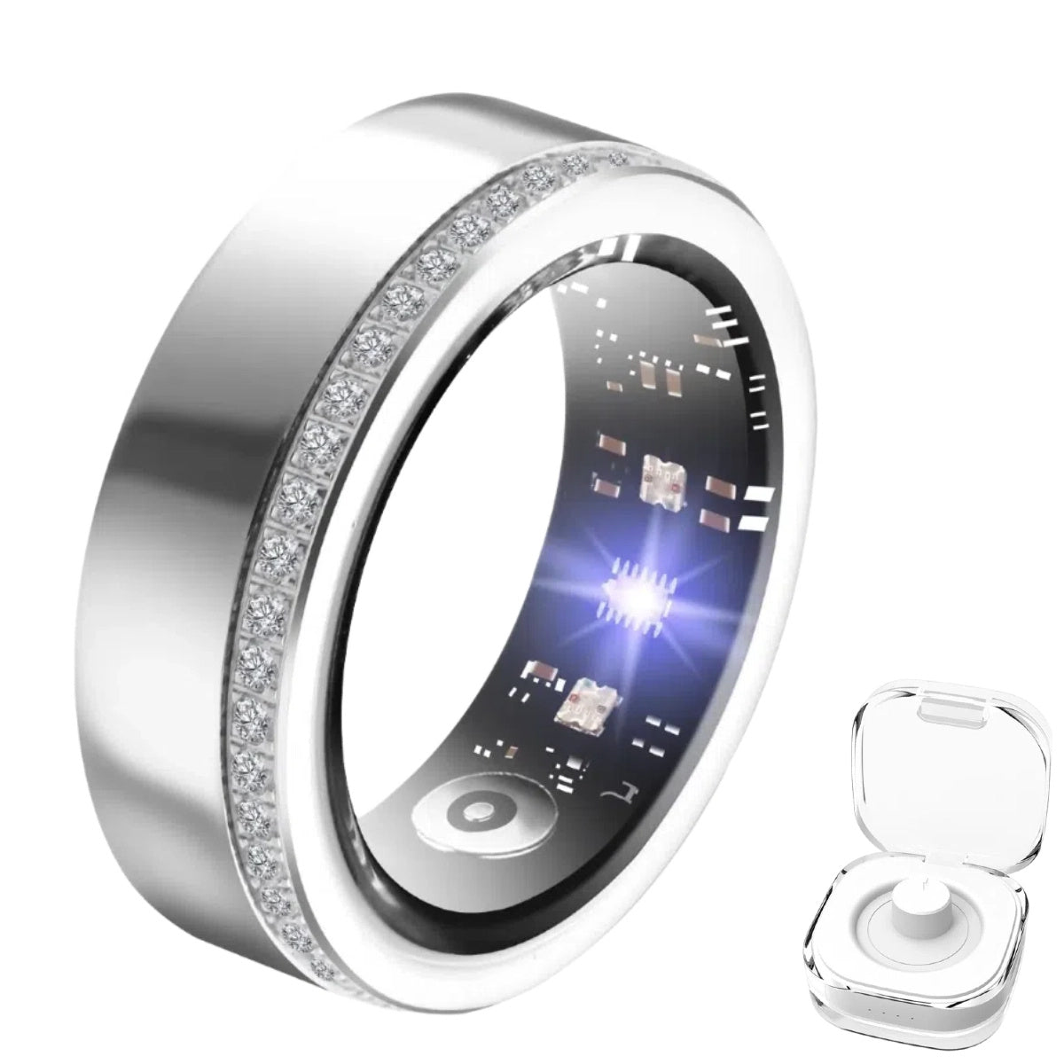 2025 New Smart Ring For Women Luxury Elegant Diamond Moissanite Ring With Visible Tech Core Heart Rate Sleep Tracker Fitness Health Monitor IP68 Waterproof - My Store
