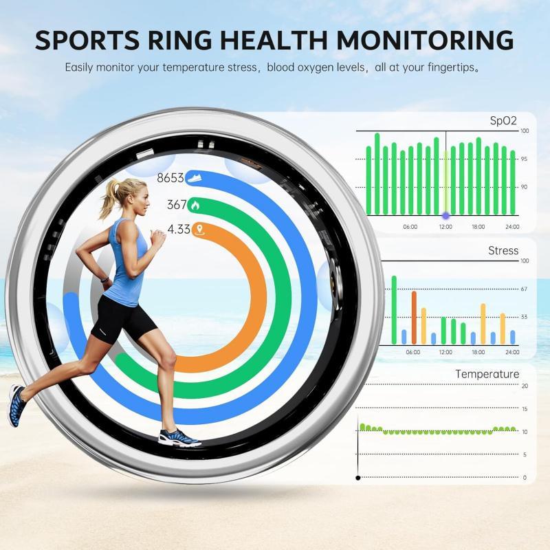 2025 New Smart Ring For Women Luxury Elegant Diamond Moissanite Ring With Visible Tech Core Heart Rate Sleep Tracker Fitness Health Monitor IP68 Waterproof - My Store