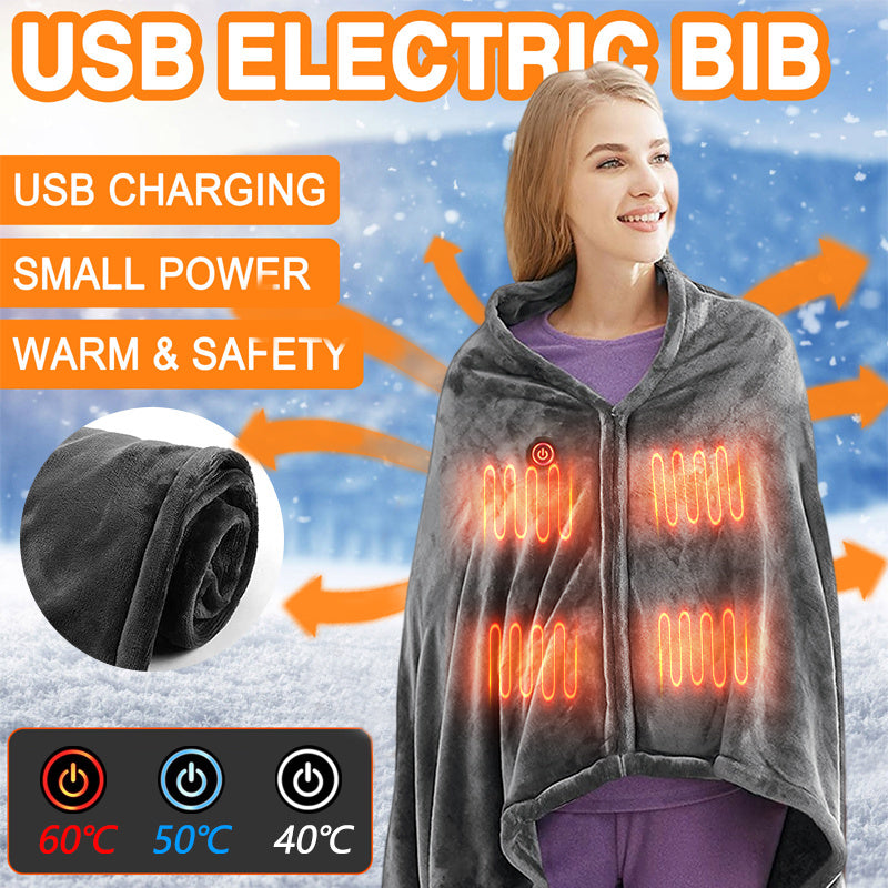 Winter Plush Flannel Heated Zip Up Blanket : Cold Protection - Body Warmer Usb (Heated Warm Shawl) - My Store